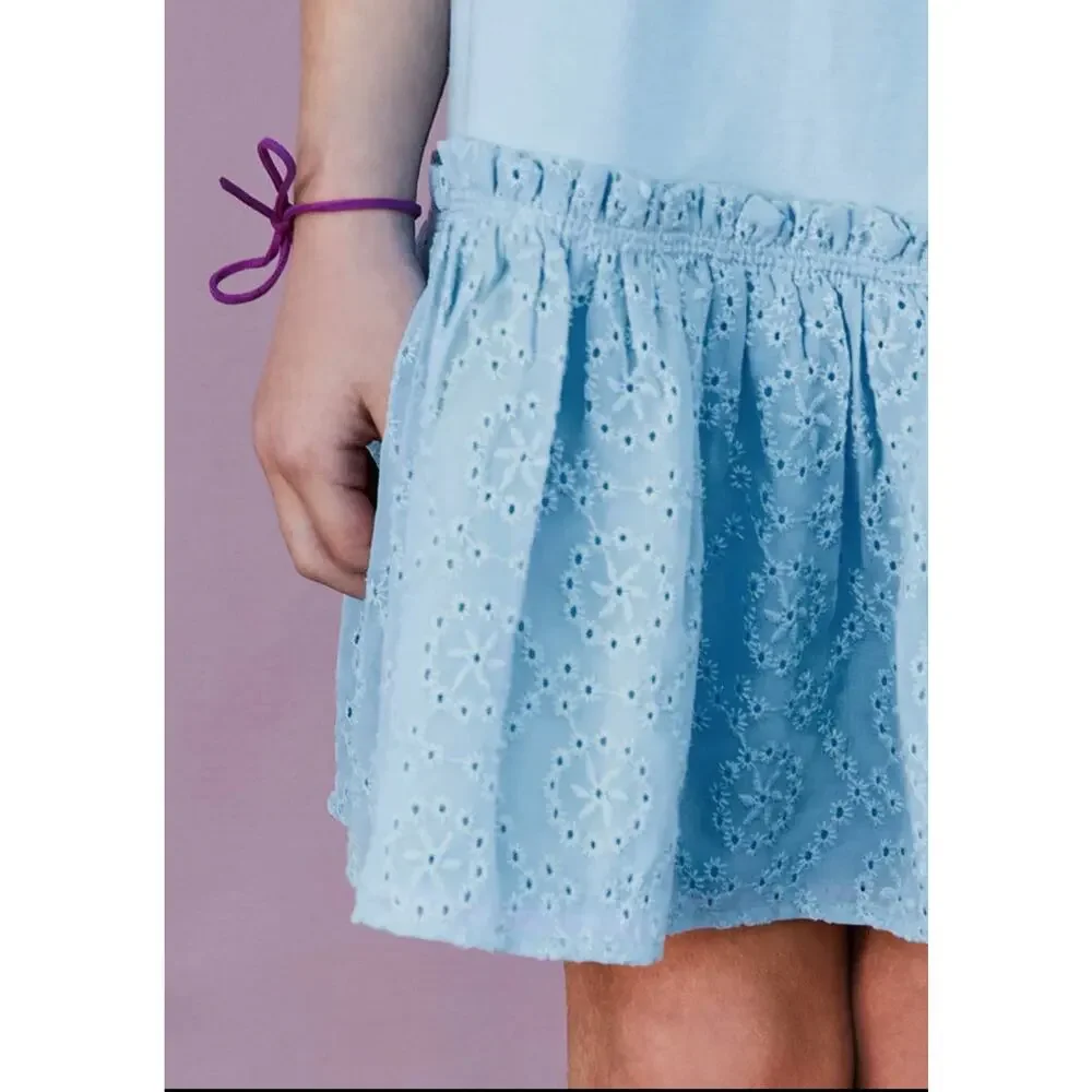 Matilda Jane Oh Joy Dress Girls Size 6 NWT Dream Chasers Blue Eyelet Ruffle